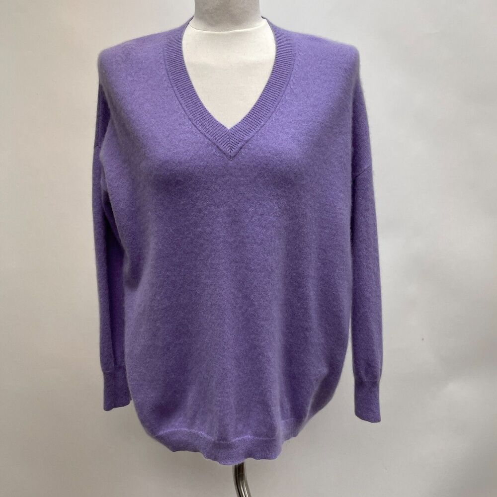 Jones‎ New York Women's Sweater Medium Purple Lavender 100% Cashmere LS